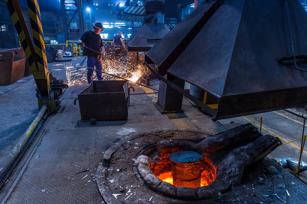 burning-cast-iron-induction-furnace-foundry-633082388