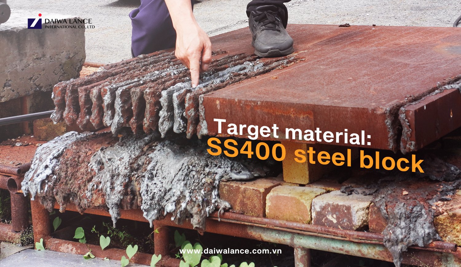 ss400-steel-block-thermic-lance-cutting
