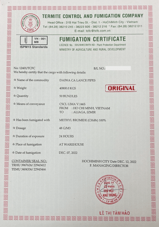 DLIs Fumigation Cert 1