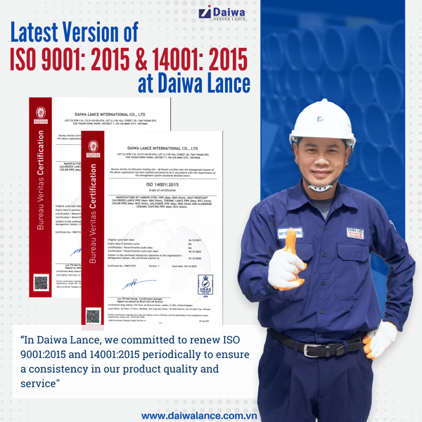 Latest Version of ISO 9001 and 14001 at Daiwa Lance