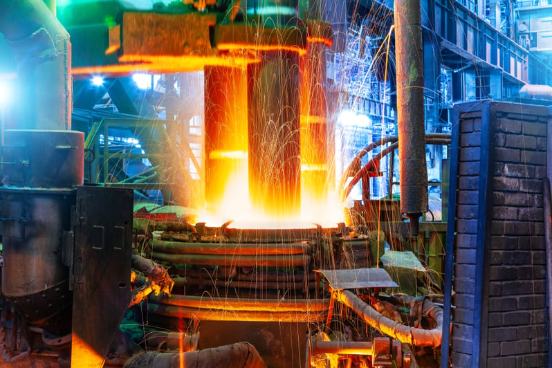 working-electroarc-furnace-metallurgical-plant-workshop-1129551926