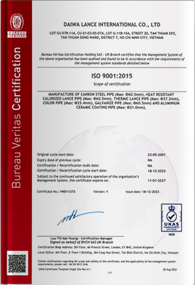 ISO 9001:2015 Certificate