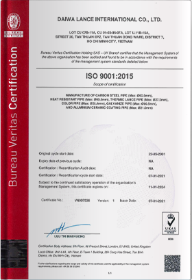 ISO 9001:2015 Certificate